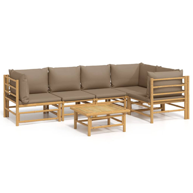Ensemble de conversation pour 5 personnes avec coussins Dian, Taupe