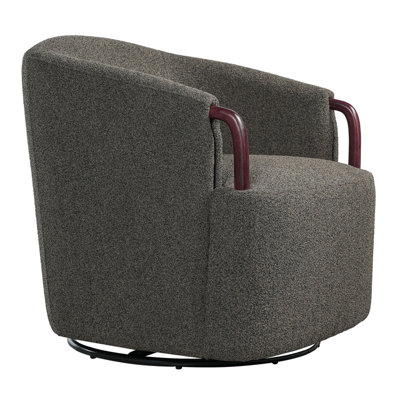 30" Modern Swivel Barrel Chair in Soft Bouclé Fabric with Solid Wood Accents and 360° Swivel Base - Durable Upholstered Accent Chair Ideal for Living