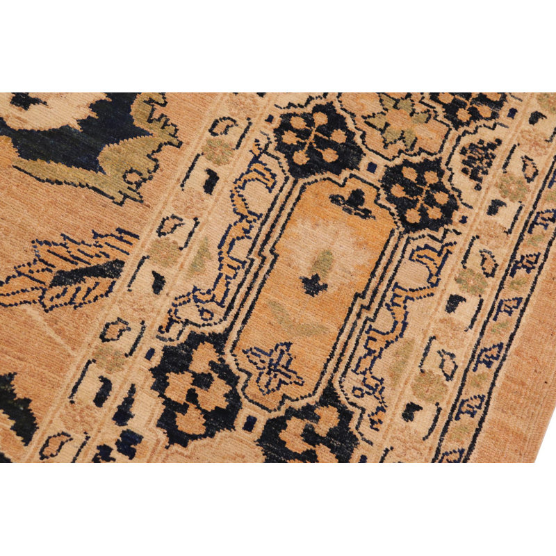 Tapis brun / beige en laine noué à la main de style oriental rectangulaire 8 pi 2 po x 10 pi 2 po Baccio