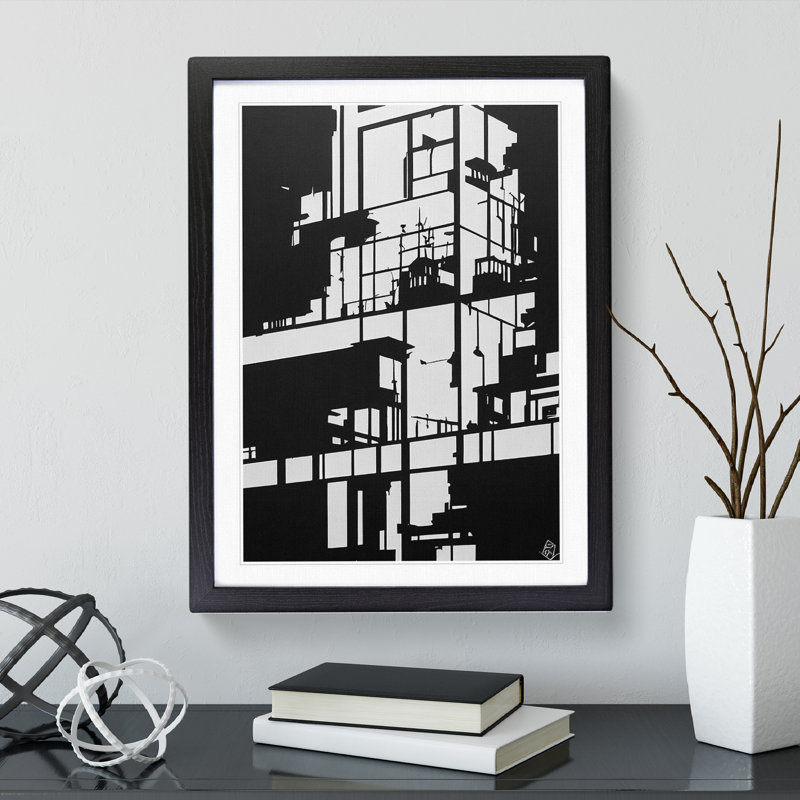 Monochrome Architecture - Single Picture Frame Print, 64cm H x 46cm W, Black