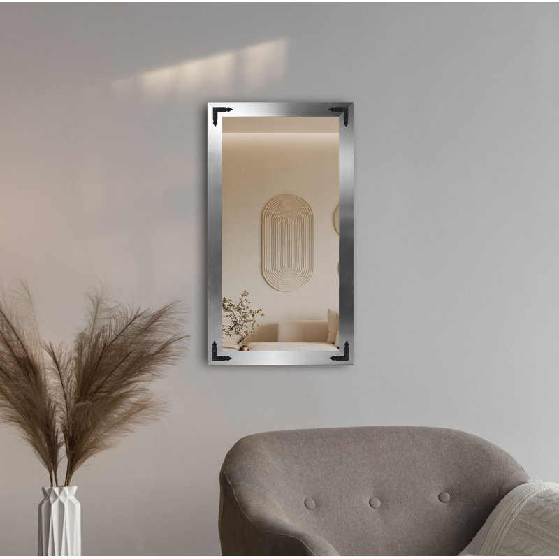 Heavner Flat Wall Mirror, 24" H x 18" W, Silver