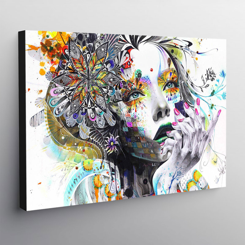 Female Face Abstract Colour - Wrapped Canvas Print, 21cm H x 31cm W x 4cm D