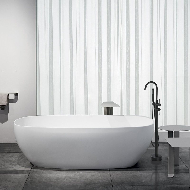 2 Handle Floor Clawfoot Tub Faucet, Matte Black