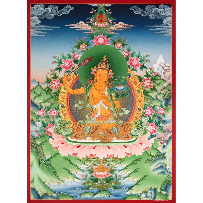 Déesse Manjushree Thangka (Brocadeless Thangka)