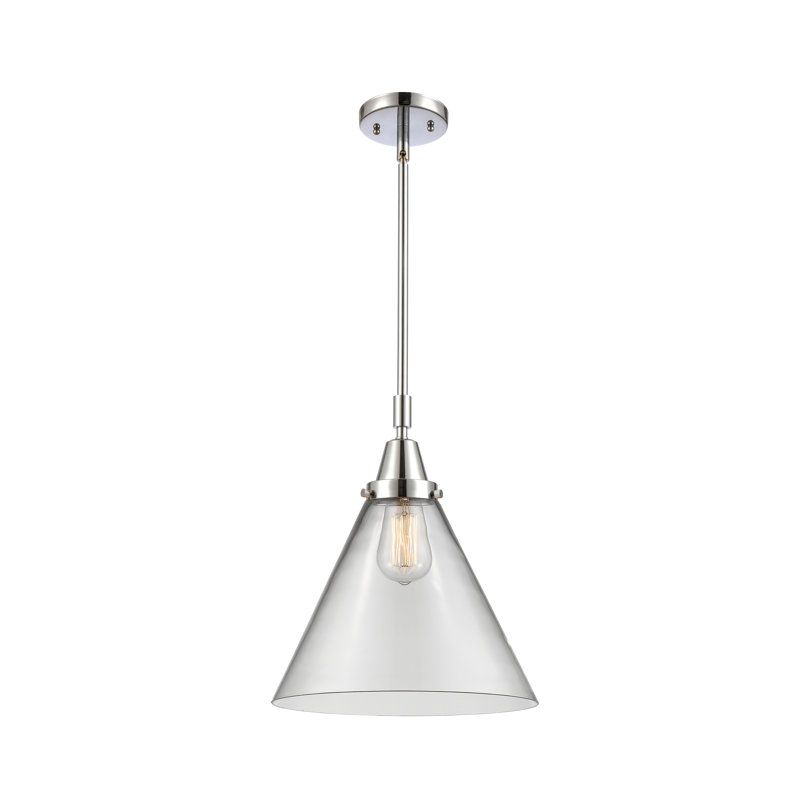 Ashwath 1-Light Cone Pendant, 50.12" H x 12" W x 12" D, Clear, Polished Chrome