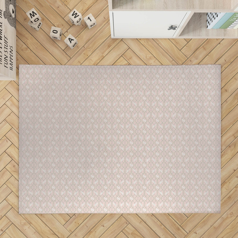 Nantucket Bunny Kids Play Mat, Rectangle 5' x 7', Pink