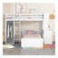 Lit mezzanine simple avec lit autonome, tablettes, bureau et garde-robe - blanc-373898186-373898185