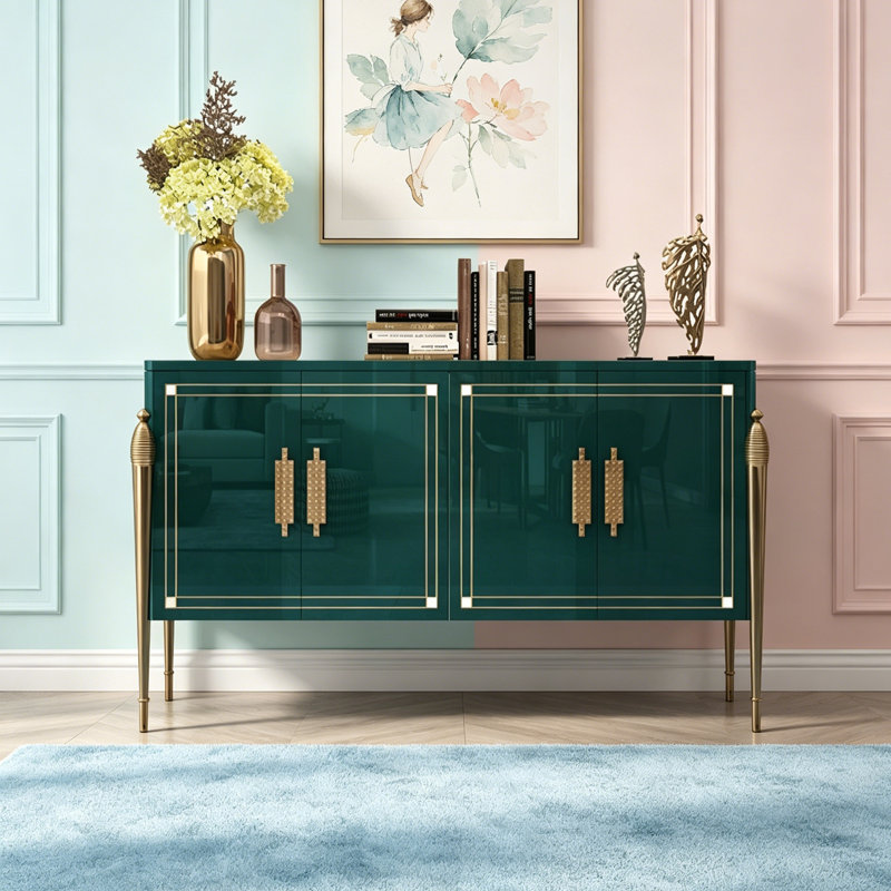Buffet moderne luxueux peint de luxe, H 35,43 po x l 62,99 po x P 15,75 po, Vert foncé