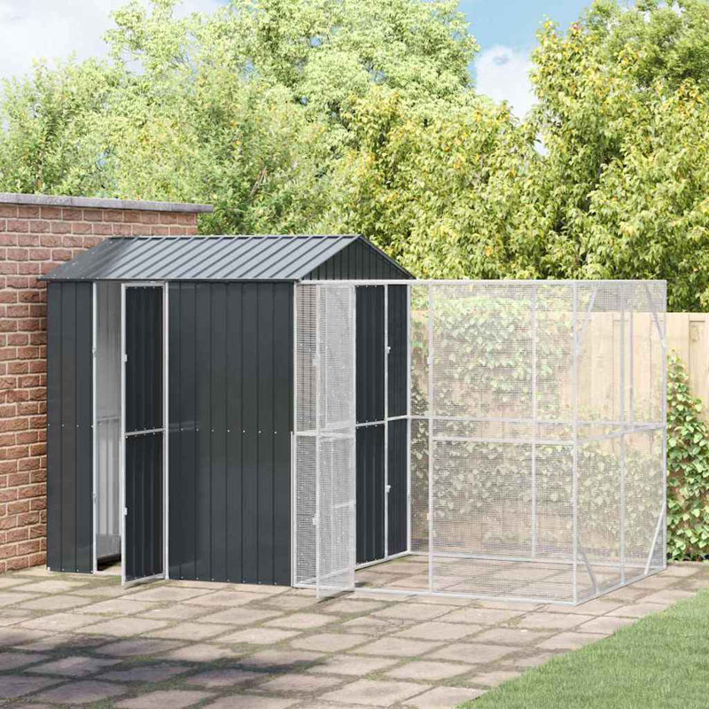 Cage à oiseaux vidaXL anthracite 164,57 x 82,68 x 97,24 po en acier galvanisé, H 97,2 po x l 164,6 po x P 82,7 po