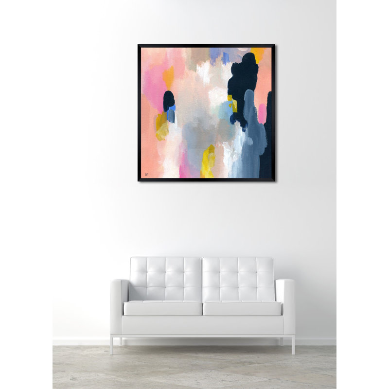 Motifs abstraits abstraits-impression d’art graphique encadrées sur papier, Cadre noir plat, H 12 po x l 12 po