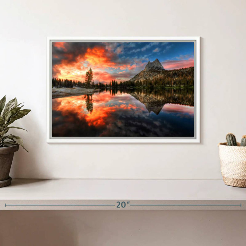Coucher de soleil au parc Yosemite, Cadre flottant blanc, 13 po x 9 po