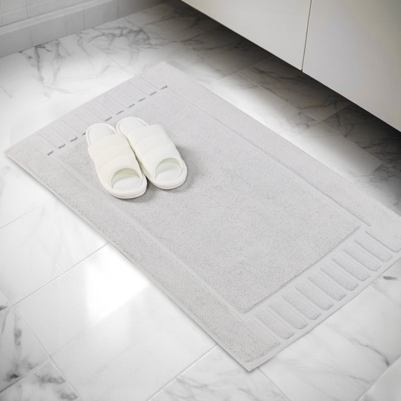 Pardue Cotton Geometric-Striped Reversible 2 Piece Bath Mat Set, Geometric, Silver