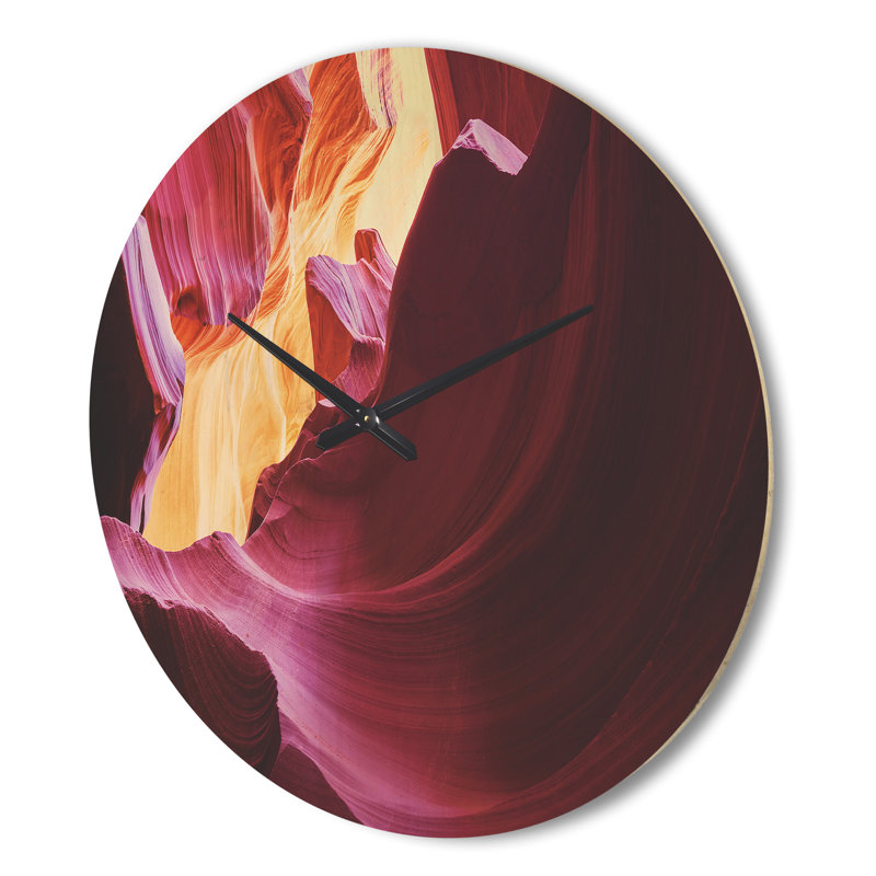 Horloge murale mauve en bois d'antilope, Grand
