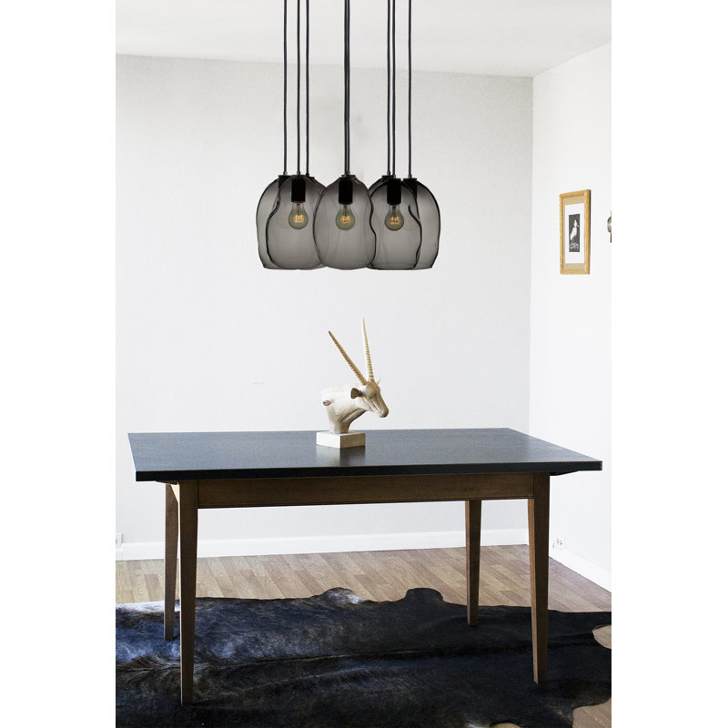 Lustre à 8 lumières en verre soufflé à la main Bubble, Noir mat, H 100 po x l 24 po x P 24 po, Incandescent