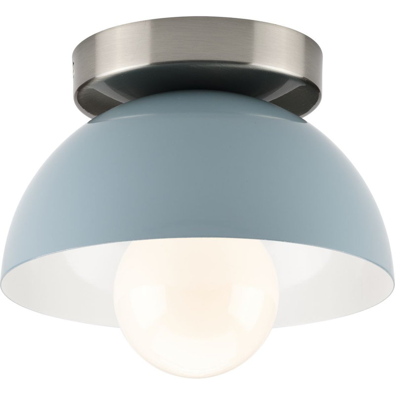 Plafonnier encastré 1 lumière 7,38 po Summy, Nickel brossé, Bleu côtier