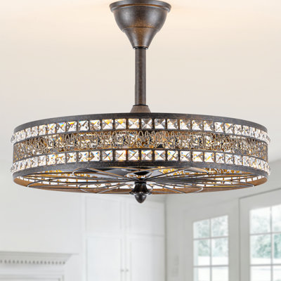 Ventilateur de plafond en cristal Art Deco