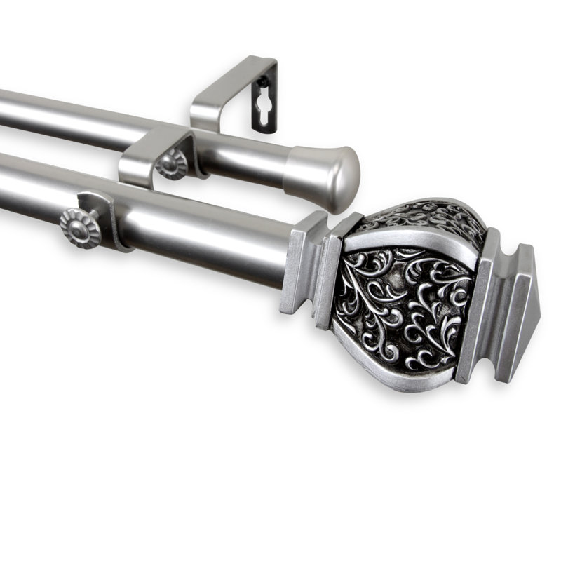 Tringle à rideaux double Mcfee, Nickel satiné, De 28 po à 48 po de largeur