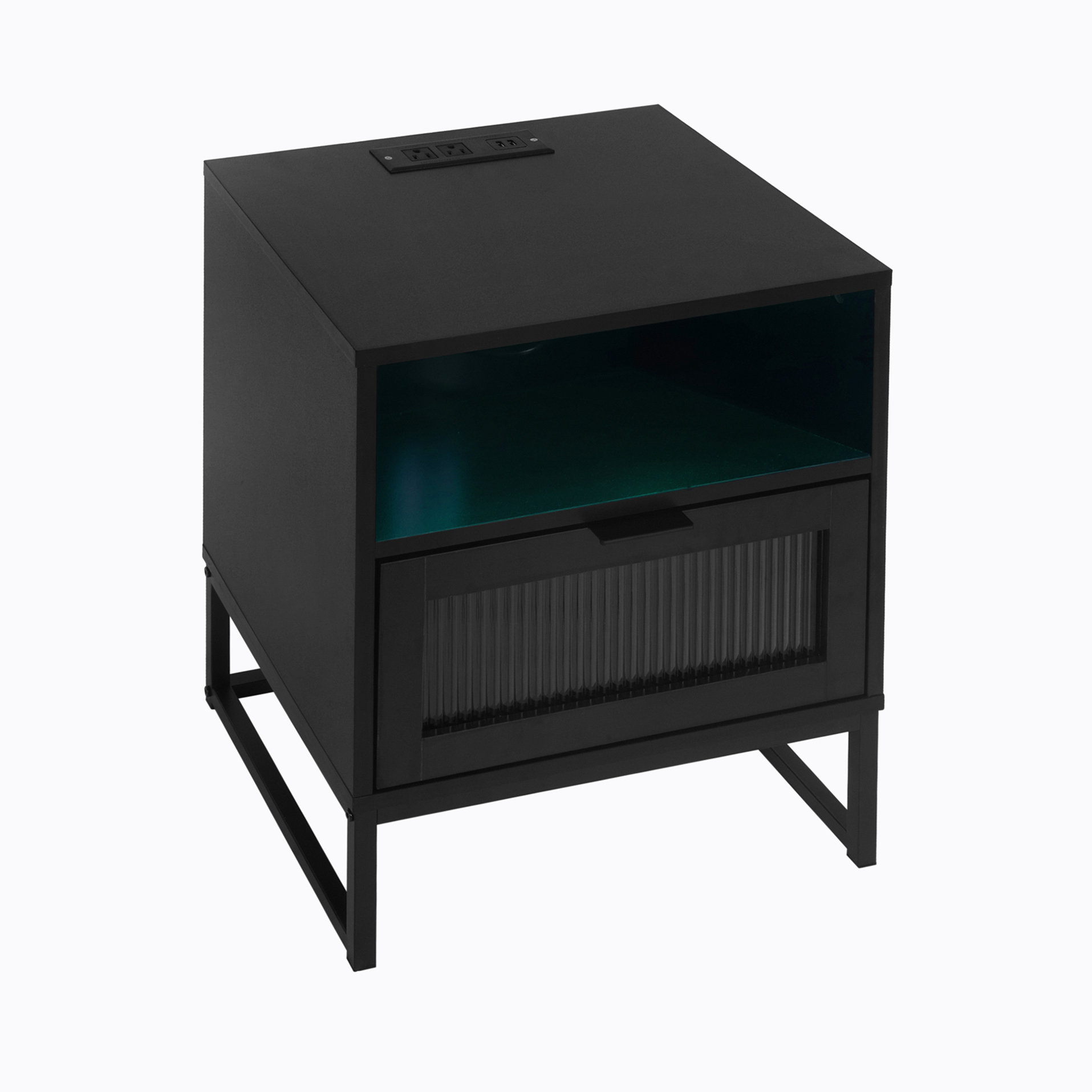 Aibne Nightstand Ebern Designs Table Top Color: Black