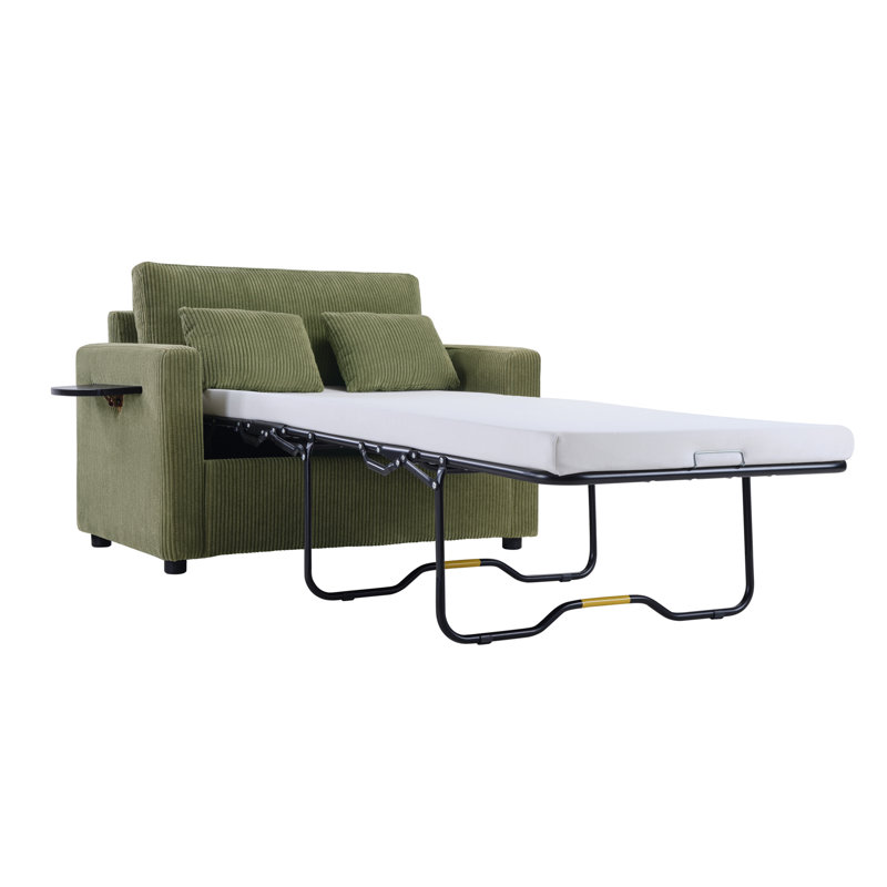 Lit simple convertible avec matelas pliable, table d'appoint, housses et coussins de soutien pour les espaces d'appartements compacts