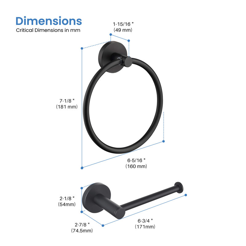 Circular 2 - Piece Bathroom Hardware Set, Matte Black