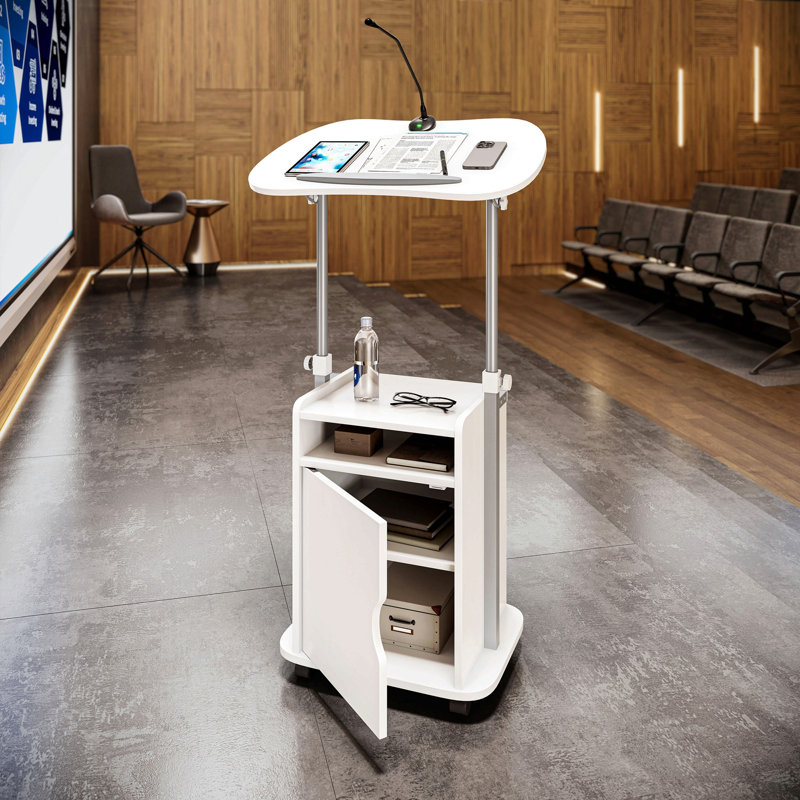 Chariot pour ordinateur portable avec rangement réglable Techni Mobile, Blanc