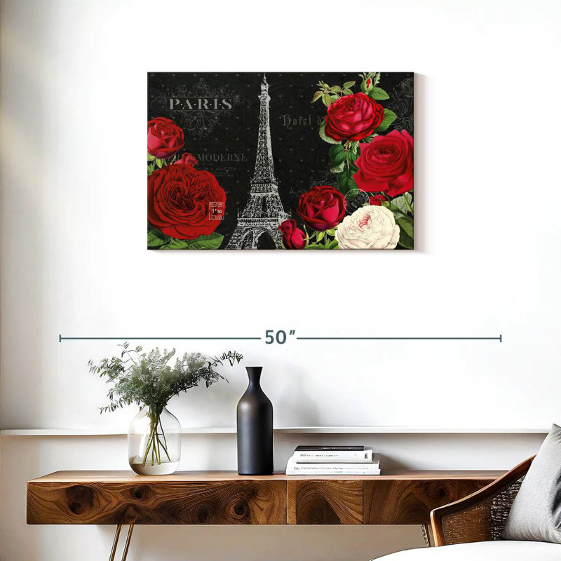 Lilie rouge Paris I noir, H 20 po x l 30 po
