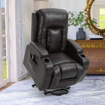 Annettia Brisen 39.76"W Oversized Faux Leather Massage Heater Recliner Lifting Chair
