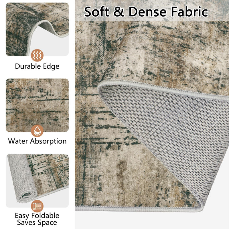 Abstract Polyester Water Resistant Anti-Fatigue Non-Skid Kitchen Mat, Grey/Brown