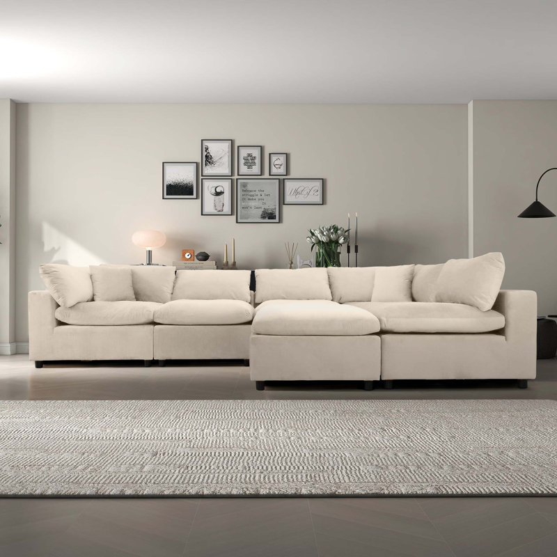 Canapé modulaire en velours Hayward