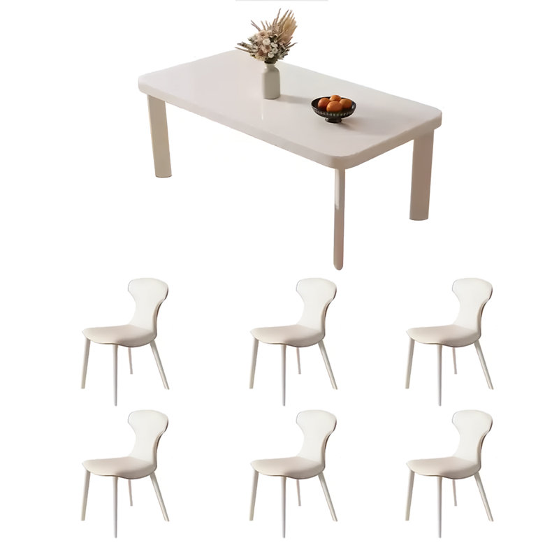 Table et chaises simples de style crème blanc, H 29,5 po x L 55,1 po x l 31,4 po