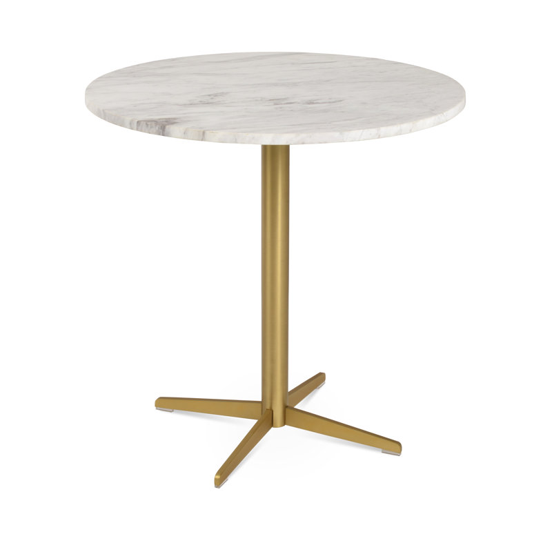 Table de bout en marbre véritable Diana, Marbre, H 20,5 po x l 21,5 po x P 21,5 po, Laiton