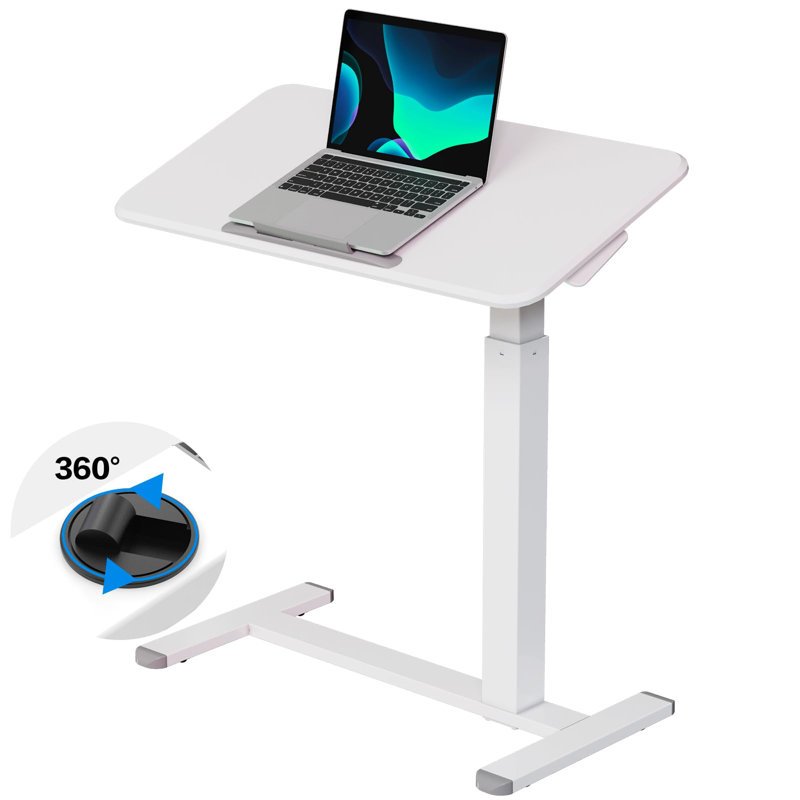 Adjustable Overbed Table - Folding Portable Laptop Desk With Gas Spring Height Adjustment