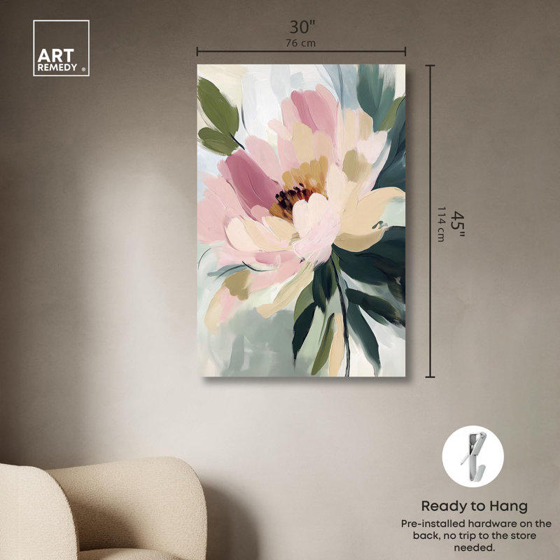 Dusty Rose Harmony Canvas Luxury Floral Art by Art Remedy, Wrapped Canvas, 45" H x 30" W x 1.5" D