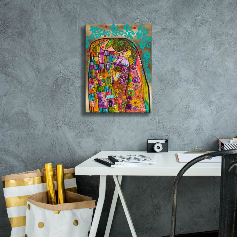 «The Kiss» par Dean Russo, art mural sur toile, H 16 po x l 12 po x P 0,75 po