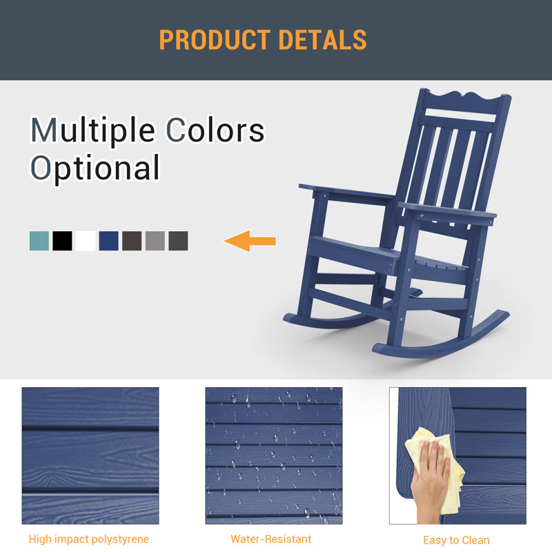 Chaise Adirondack berçante Juulia, Bleu marine
