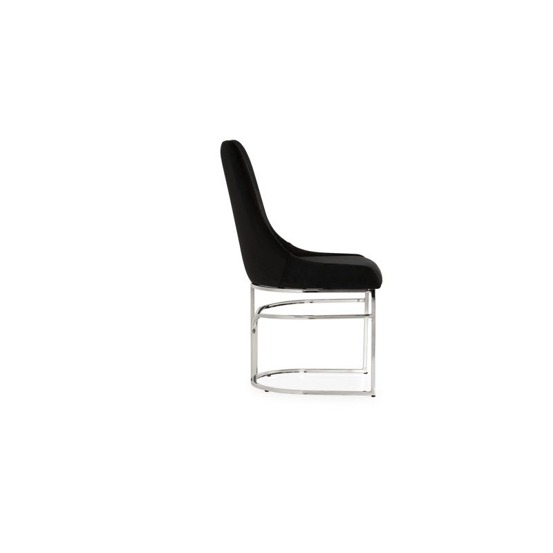 Chaises de salle à manger, tissu en velours, pieds en acier, assise ergonomique en bois moderne et velours noir à pieds, pour un siège relaxant