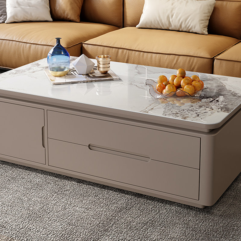 Table basse avec coins arrondis de grande capacité, H 19,69 po x L 47,24 po x l 25,59 po, Brun, Noir / blanc