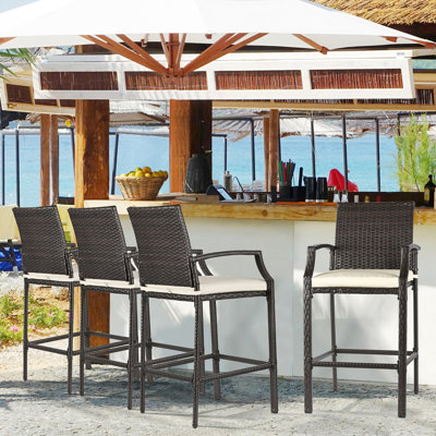 Charone 46" Patio Bar Stool with Cushion by Red Barrel Studio