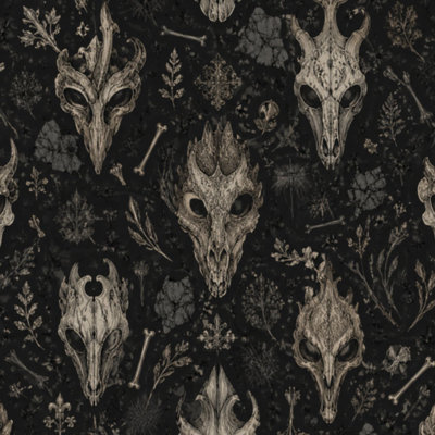 Peel and Stick Wallpaper Black white skulls Monochrome ornament Scary Halloween Contact Paper Removable Self Adhesive Wall Mural Wall Decor for Bedroom Kitchen Cabinets 24in x 118in
