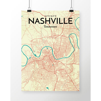 Nashville City Map - No Frame Print
