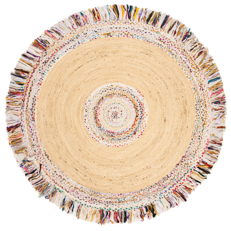 Abhay Hand Woven Jute/Cotton Rug in Light Beige/Ivory