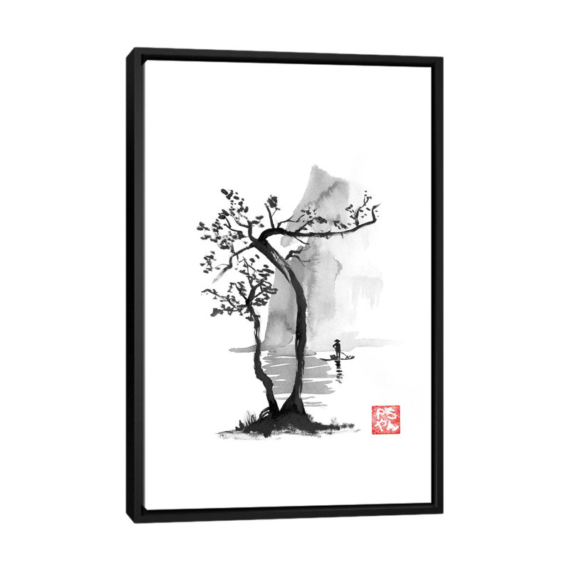 Fisherman by Péchane - Painting on Canvas, Black Framed, 66.04 cm H x 45.72 cm W