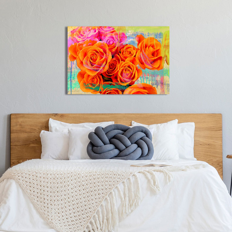 3KP6297 Dripping Roses by Kelly Parr - Wrapped Canvas Painting, 70cm H x 100cm W x 4cm D
