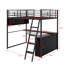 Lit mezzanine double en métal avec DEL, bureau et tablettes de rangement-1141447371