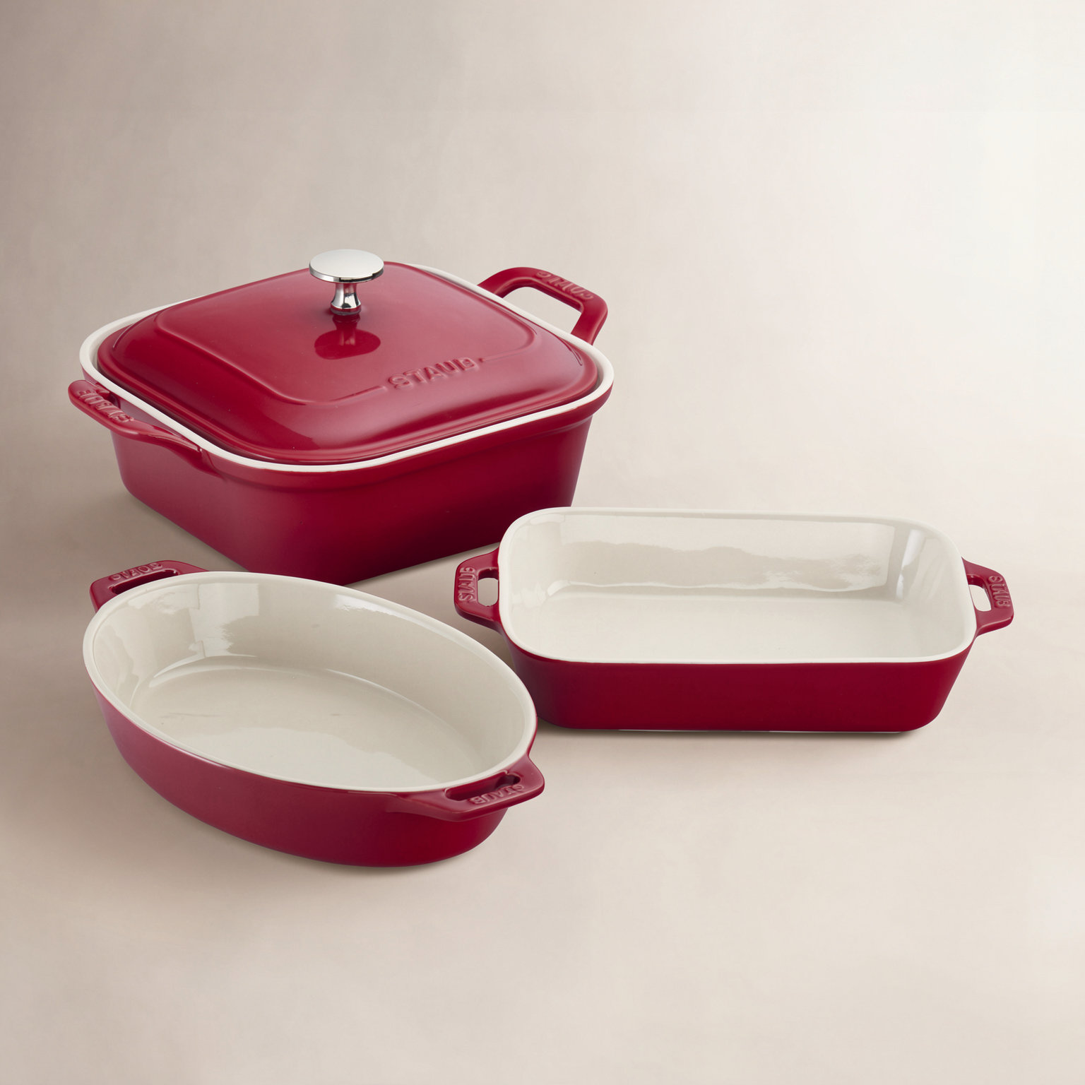 Ceramique Ovenware Set 4 Piece, Cherry