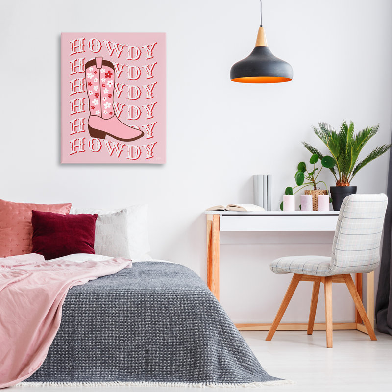 «Howdy Pastel Cowgirl», art mural sur toile par Natalie Carpentieri, H 40 po x l 30 po