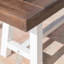 Banc en bois avec sablage brun foncé et structure en métal rustique blanc, hauteur de 17,5 po pour banc de finition pour l'extérieur
