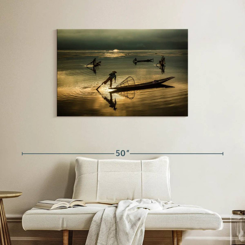Pêcheurs du lac Senne Inle en Burma, H 26 po x l 39 po