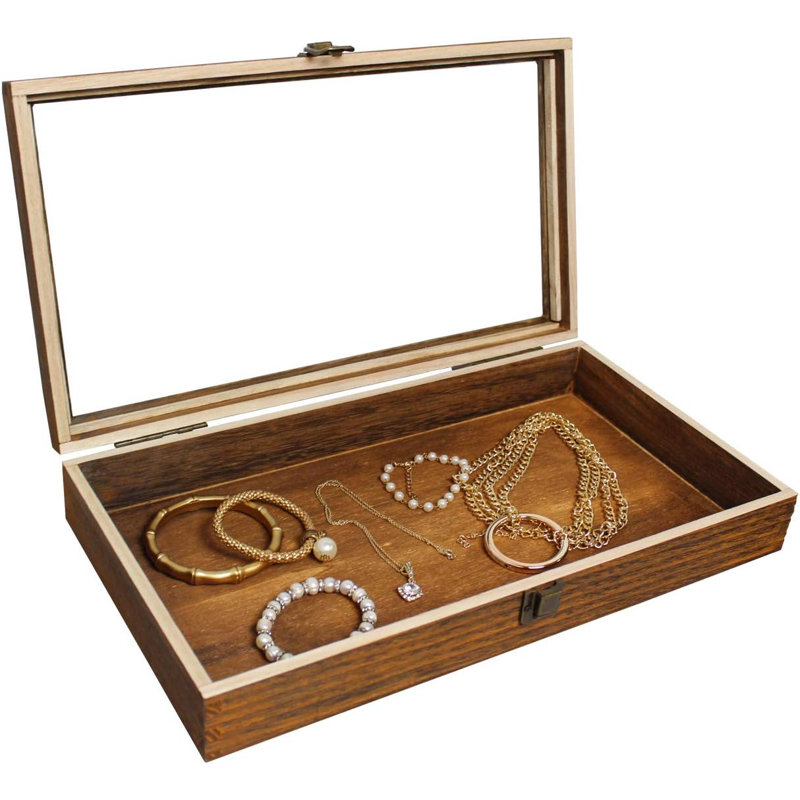 Boîte à bijoux en verre, Bois de chêne