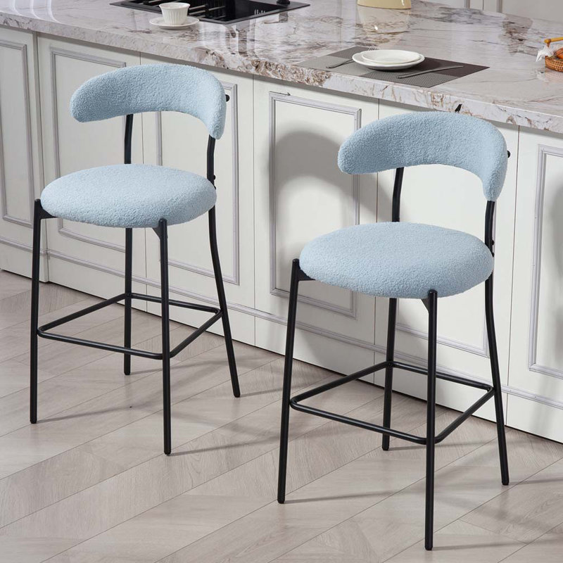 Tabourets de bar en tissu Teddy
